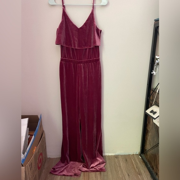 BB Dakota Velvet Wine Jumpsuit - Picture 3 of 11